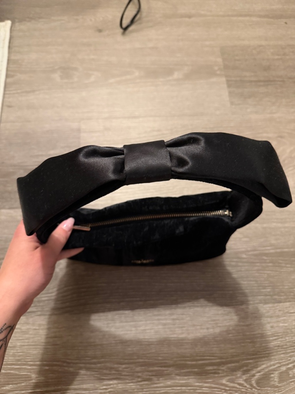 kate spade Black Velvet Shoulder Bag with Gold Logo - Picture 2 of 9